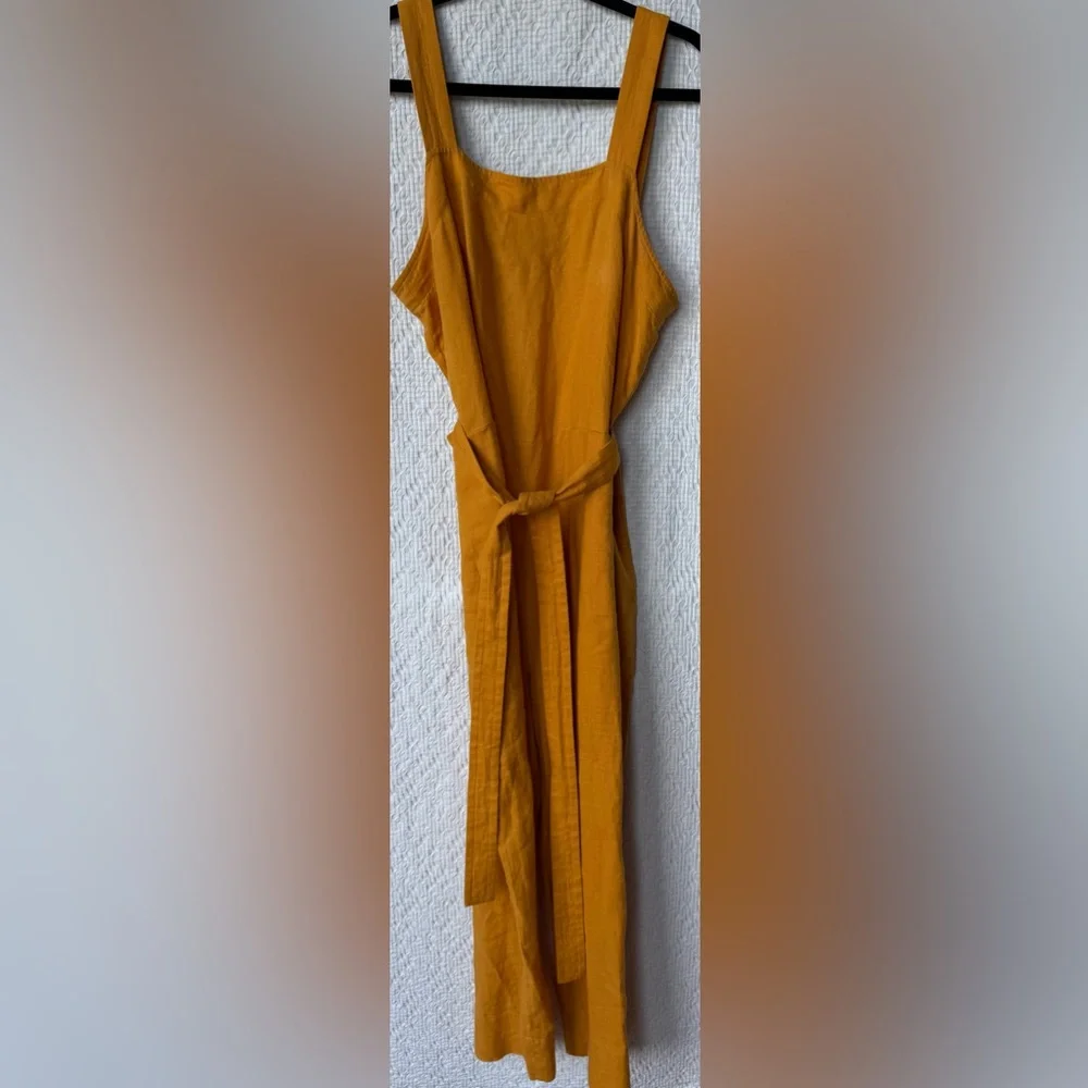 Everlane Marigold Square Neck Linen Jumpsuit Size 8 Belted